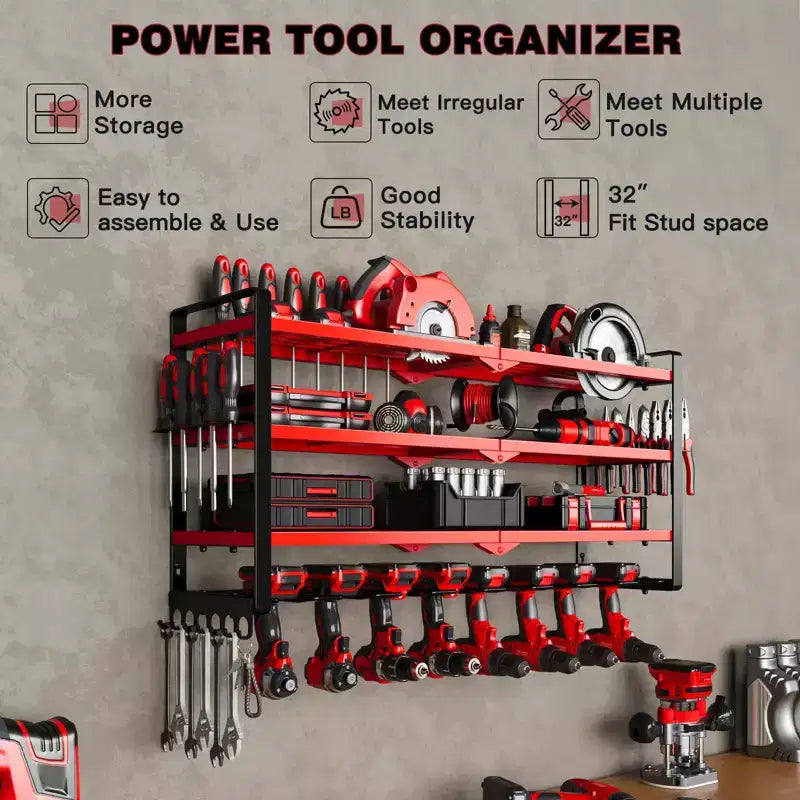 Organisateur d'outils électriques à 4 niveaux Hausource avec 8 supports de perceuse, étagère de rangement pour outils, cadeau pour hommes