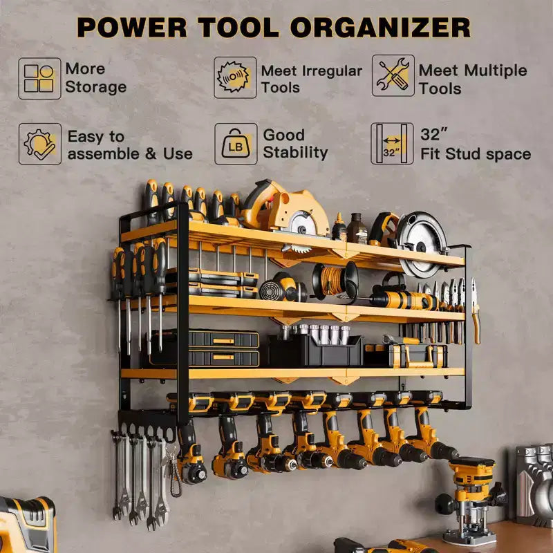 Organisateur d'outils électriques à 4 niveaux Hausource avec 8 supports de perceuse, étagère de rangement pour outils, cadeau pour hommes