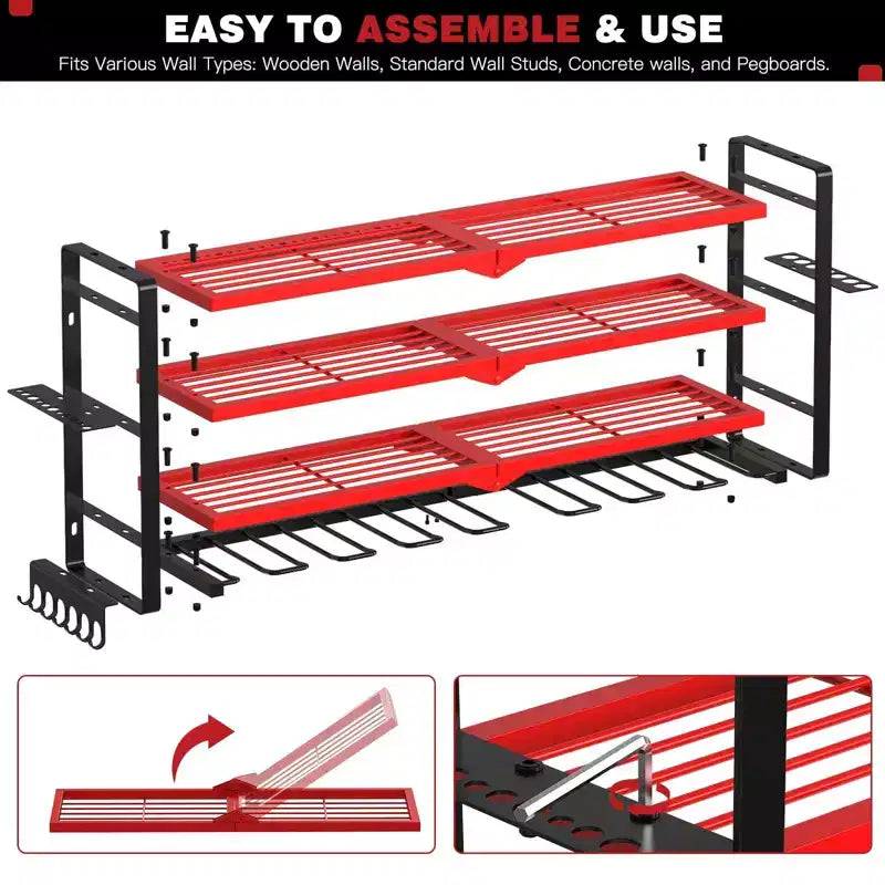Organisateur d'outils électriques à 4 niveaux Hausource avec 8 supports de perceuse, étagère de rangement pour outils, cadeau pour hommes