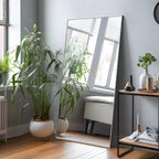 59*35 Rectangle Full-Body Mirror, Silver Aluminum Alloy Frame Full Length Mirror, Vanity Mirror for Bathroom Bedroom Entryway Living/Dressing Room