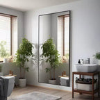 Miroir rectangulaire intégral 59*35, Miroir sur pied à cadre en alliage d'aluminium argenté, Miroir de courtoisie pour salle de bain, chambre, entrée, salon/dressing