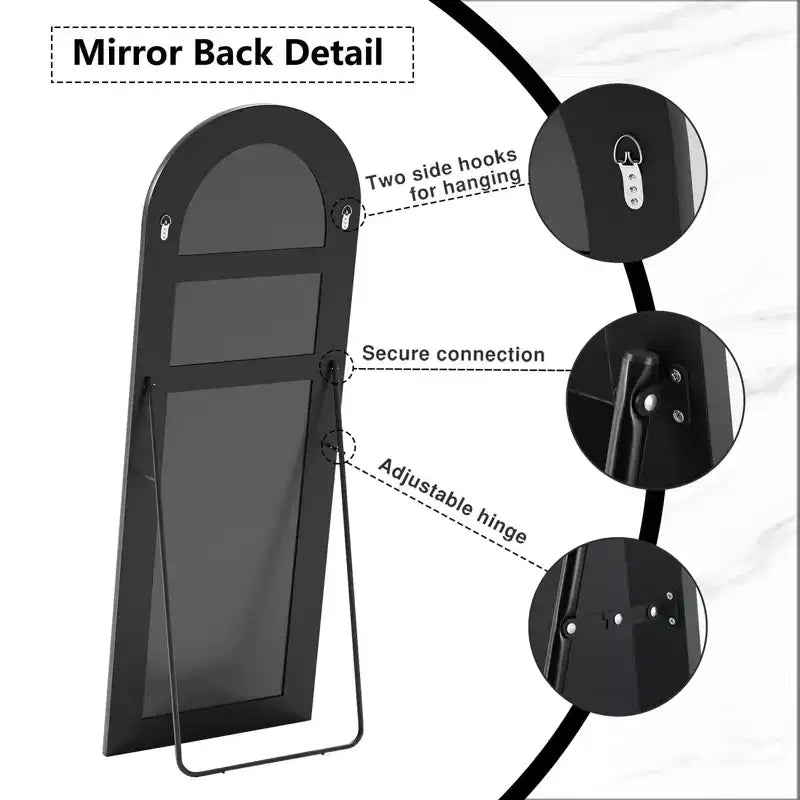 Miroir rectangulaire intégral 59*35, Miroir sur pied à cadre en alliage d'aluminium argenté, Miroir de courtoisie pour salle de bain, chambre, entrée, salon/dressing