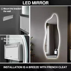 Miroir Infini 3 Couleurs 63x24, Miroir de Coiffeuse LED pour Salle de Bain, Entrée de Chambre à Coucher, Salon/Dressing
