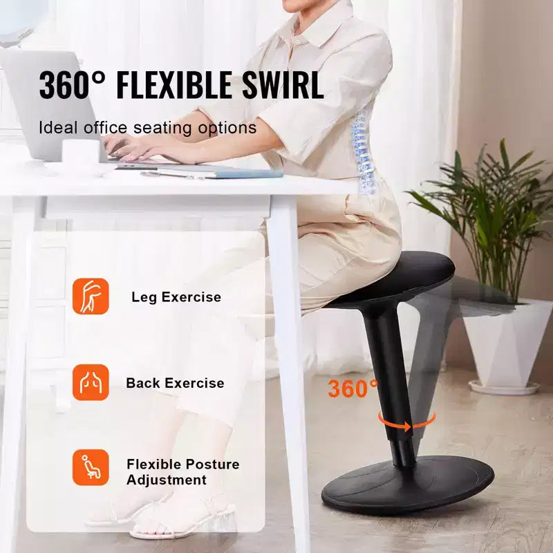 Chaise VEVOR Wobble, réglable en hauteur (21,7-28,3 po), chaise active, tabouret oscillant flexible en fer améliorant la concentration et la posture, 12-18 ans, noir
