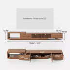 Meuble TV extensible Luck Live Mid-Century Modern 200 cm avec 2 tiroirs, 2 portes, un rangement ouvert, maximum 305 cm/Couleur Noyer et Moderne.