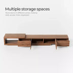 Meuble TV extensible Luck Live Mid-Century Modern 200 cm avec 2 tiroirs, 2 portes, un rangement ouvert, maximum 305 cm/Couleur Noyer et Moderne.