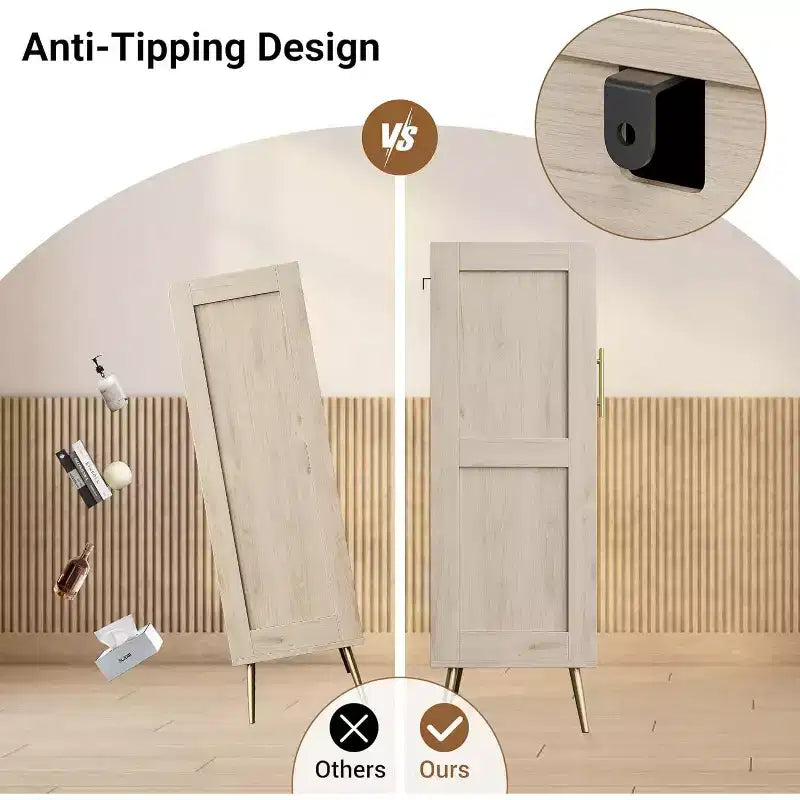 Meuble à chaussures 6 niveaux en rotin avec 2 portes, étagères réglables, range-chaussures en bois pour entrée, couloir, salon