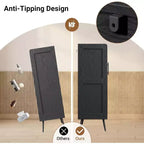 Meuble à chaussures 6 niveaux en rotin avec 2 portes, étagères réglables, range-chaussures en bois pour entrée, couloir, salon