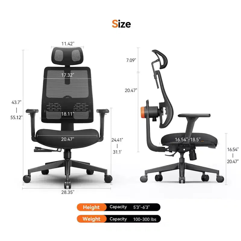 Chaise de bureau ergonomique Newtral - Noir