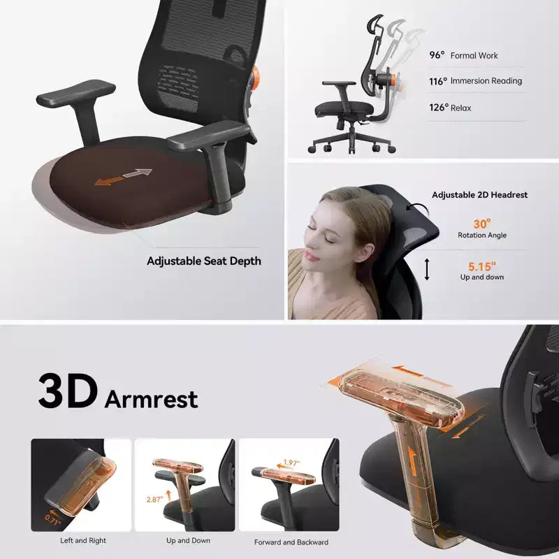 Chaise de bureau ergonomique Newtral - Noir