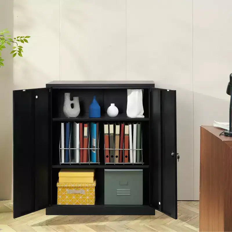 Armoire de rangement en métal VEVOR avec 2 portes magnétiques et 2 étagères réglables, capacité de 90,7 kg par étagère, armoire de rangement en acier verrouillable