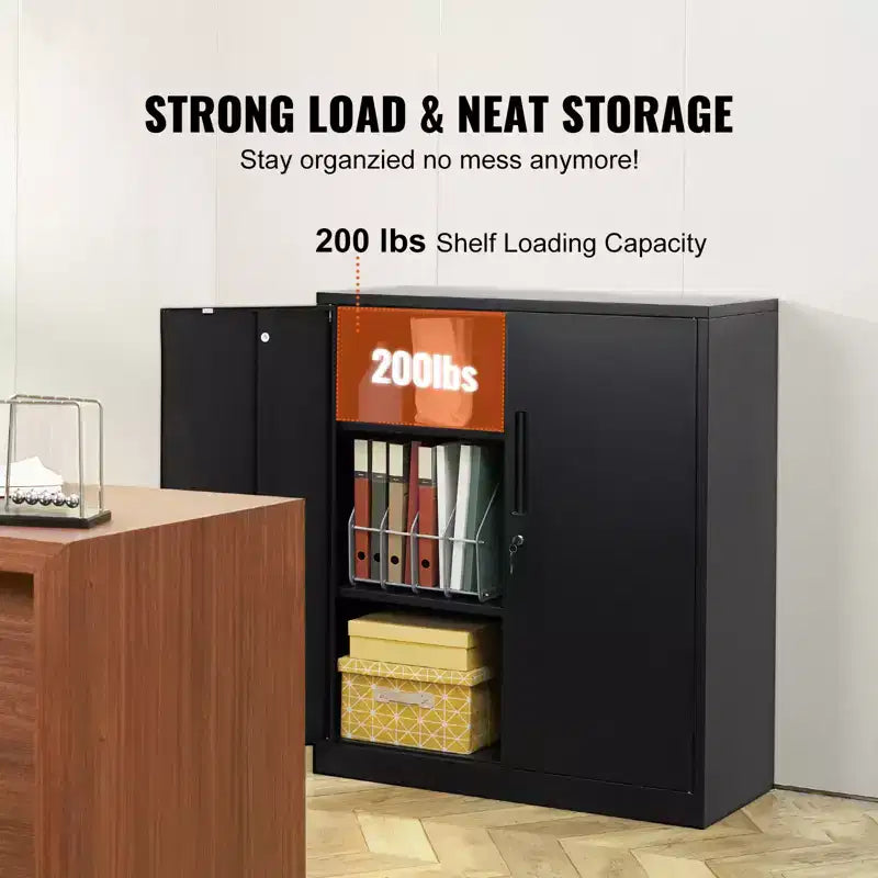 Armoire de rangement en métal VEVOR avec 2 portes magnétiques et 2 étagères réglables, capacité de 90,7 kg par étagère, armoire de rangement en acier verrouillable