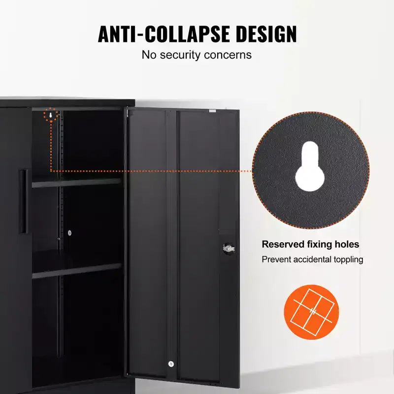 Armoire de rangement en métal VEVOR avec 2 portes magnétiques et 2 étagères réglables, capacité de 90,7 kg par étagère, armoire de rangement en acier verrouillable