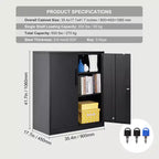 Armoire de rangement en métal VEVOR avec 2 portes magnétiques et 2 étagères réglables, capacité de 90,7 kg par étagère, armoire de rangement en acier verrouillable