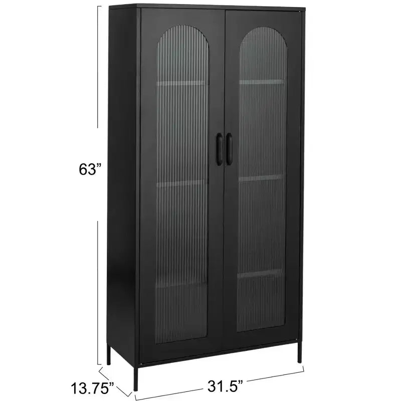 Vitrine haute en métal noir Storied Home Solstice