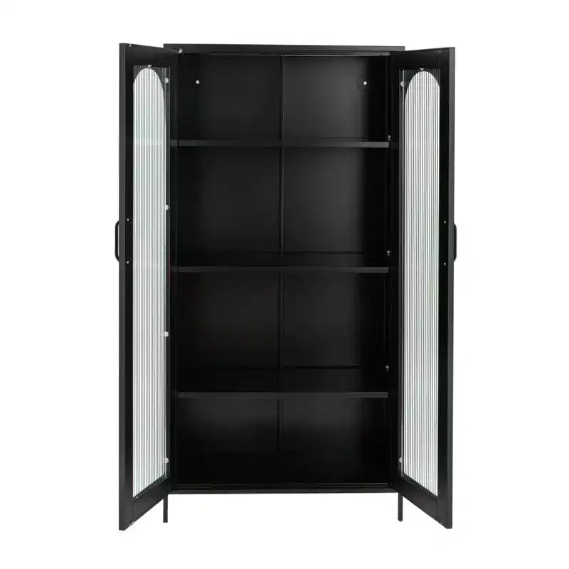 Vitrine haute en métal noir Storied Home Solstice