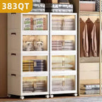 Bestier 25.6 In.W Clear Door Foldable 383 QT Storage Box  4-Tier Large Capacity Organizer, Easy Access, Space-Saving Foldable Design