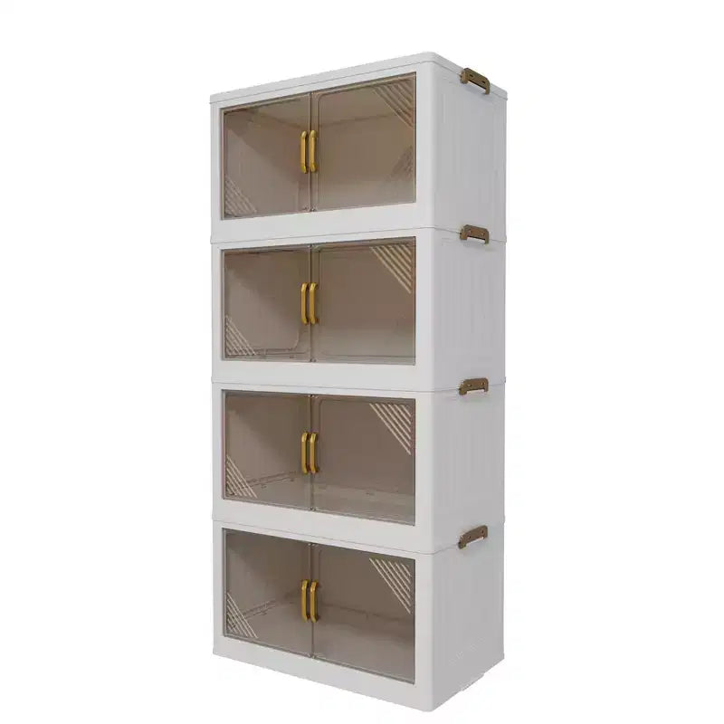 Bestier Boîte de rangement pliable avec porte transparente de 25,6 po (383 L) – Organisateur grande capacité à 4 niveaux, accès facile, conception pliable peu encombrante
