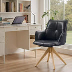 Fauteuils de bureau pivotants Art Leon en cuir véritable pleine fleur de luxe avec pieds en bois