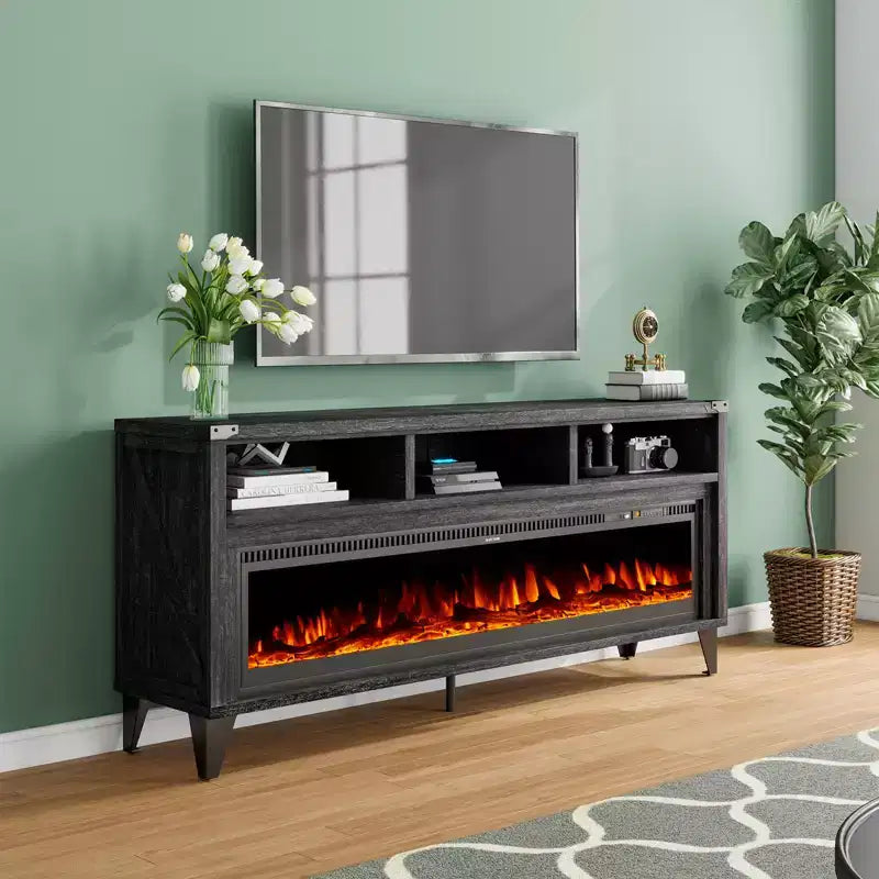 Meuble TV Amerlife 65 avec foyer électrique en verre 60