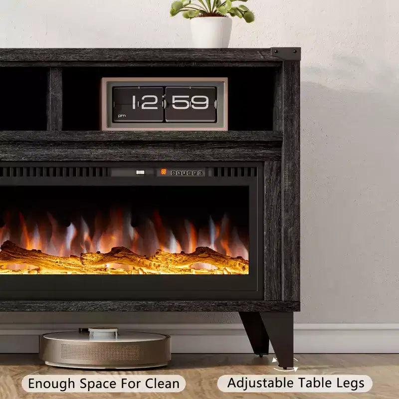 Meuble TV Amerlife 65 avec foyer électrique en verre 60