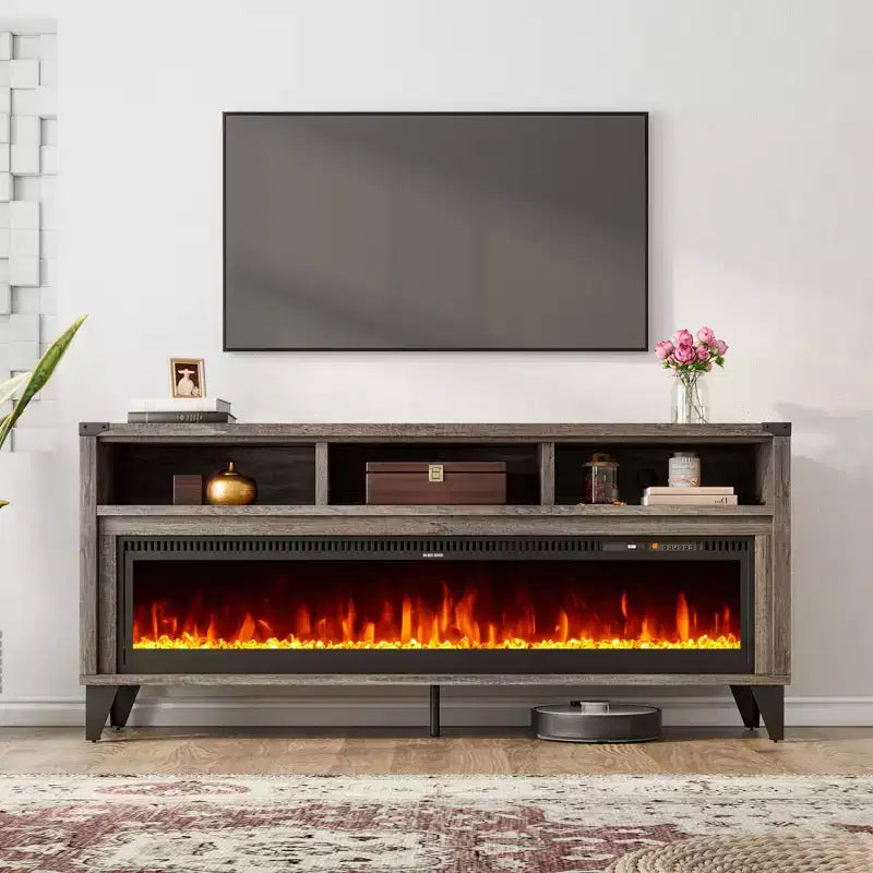 Meuble TV Amerlife 65 avec foyer électrique en verre 60