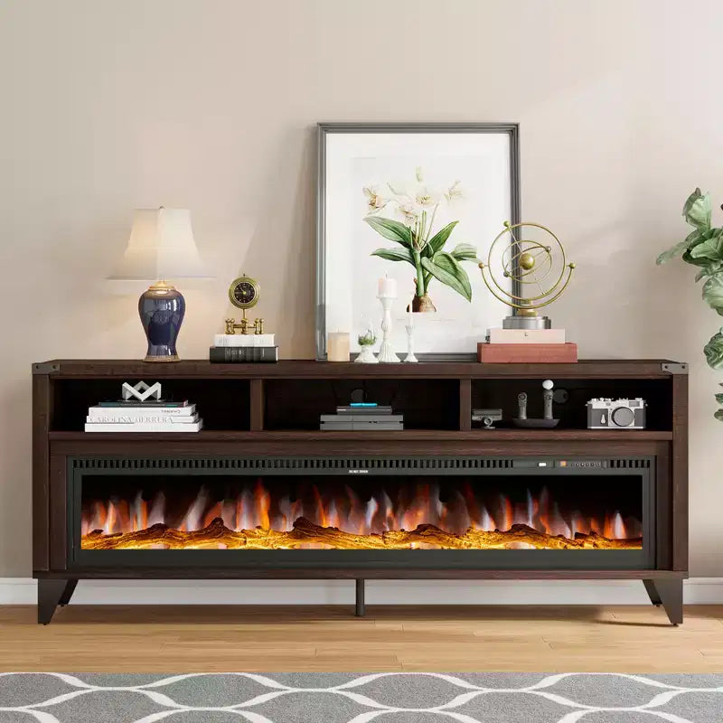 Meuble TV Amerlife 65 avec foyer électrique en verre 60