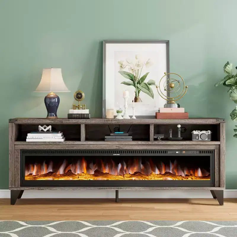 Meuble TV Amerlife 65 avec foyer électrique en verre 60