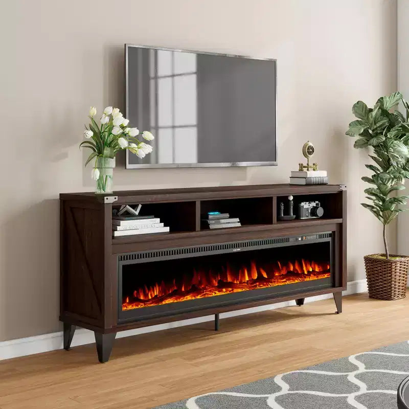 Meuble TV Amerlife 65 avec foyer électrique en verre 60