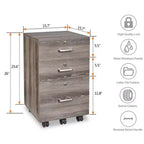 Karl Home Classeur vertical à 3 tiroirs en MDF gris, 40 cm de large