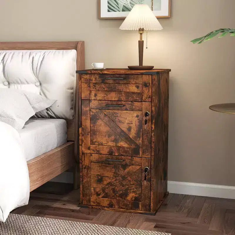 Meuble de classement vertical Karl Home en aggloméré marron de 45 cm de large à 3 tiroirs
