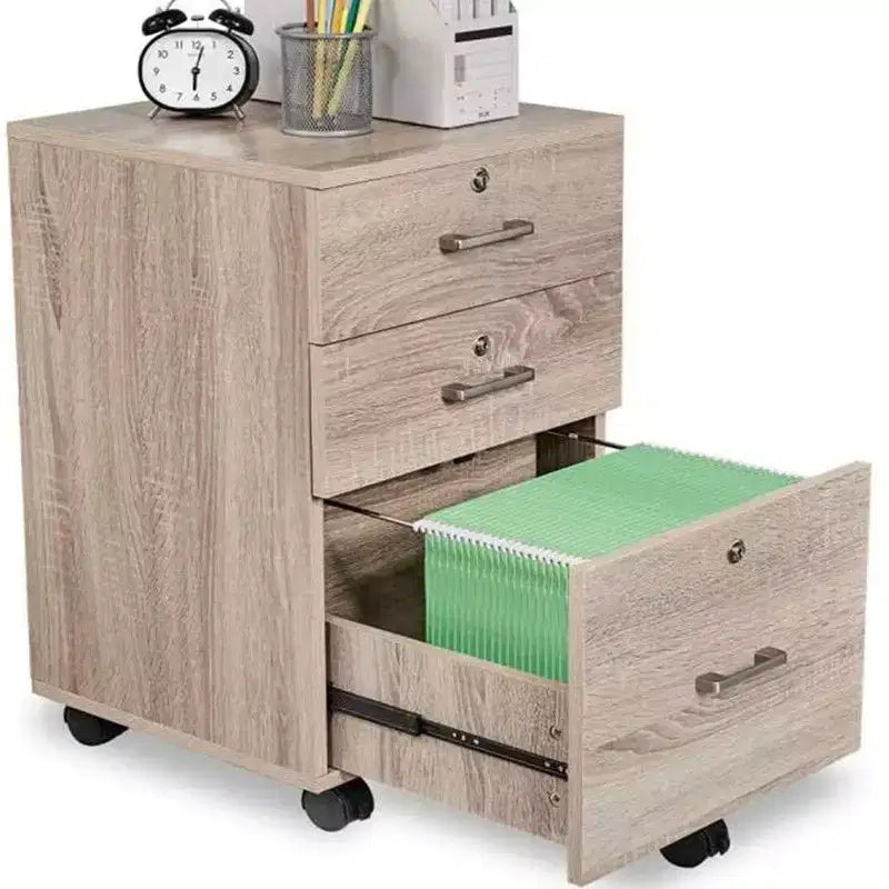 Meuble de classement vertical Karl Home avec 3 tiroirs, en MDF beige, 49,99 cm L