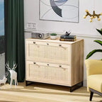 Meuble de classement latéral Karl Home 2 tiroirs en MDF beige, 75 cm de largeur