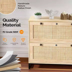 Meuble de classement latéral Karl Home 2 tiroirs en MDF beige, 75 cm de largeur