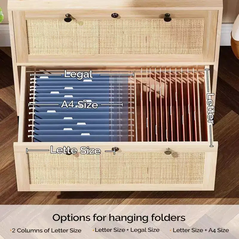 Meuble de classement latéral Karl Home 2 tiroirs en MDF beige, 75 cm de largeur