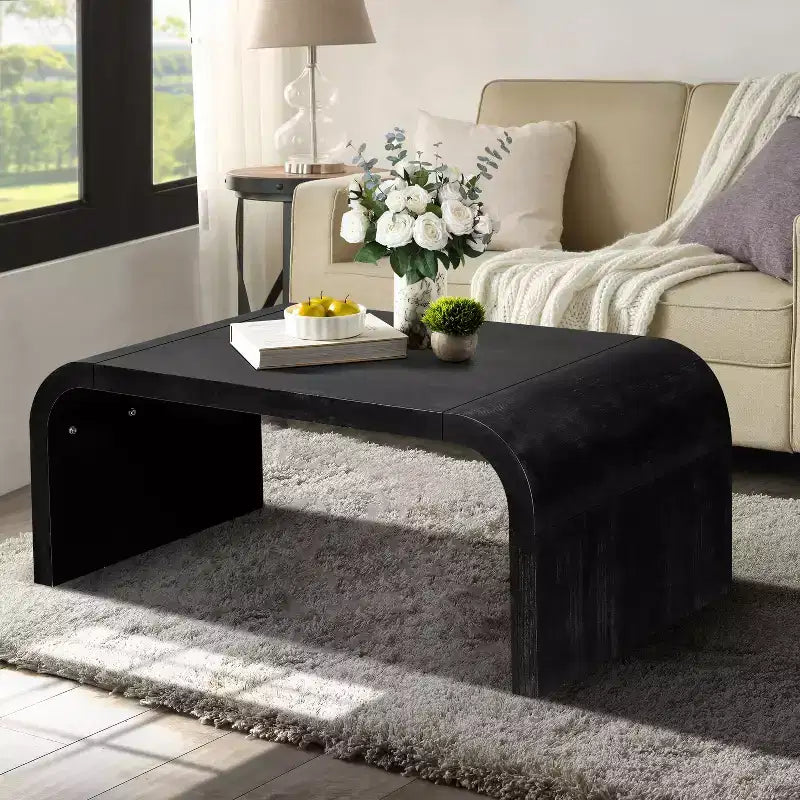 Okak Farmhouse Crafts Table Basse Courbe Design Art Déco pour Salon/Bureau, Gain de Place, Montage Facile