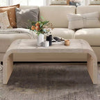 Okak Farmhouse Crafts Table Basse Courbe Design Art Déco pour Salon/Bureau, Gain de Place, Montage Facile