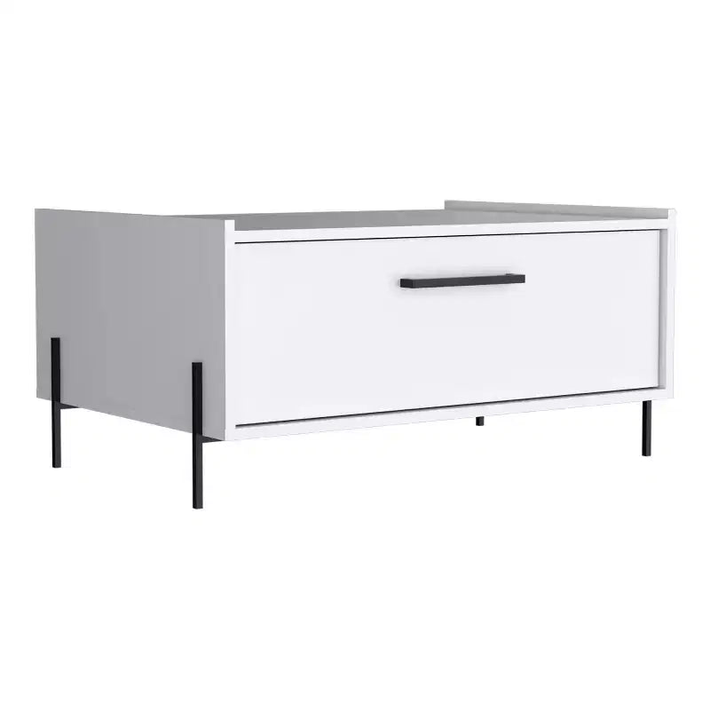 Okak 15 Tables basses rectangulaires minimalistes avec armoire escamotable et étagère ouverte pour salon/bureau, gain de place