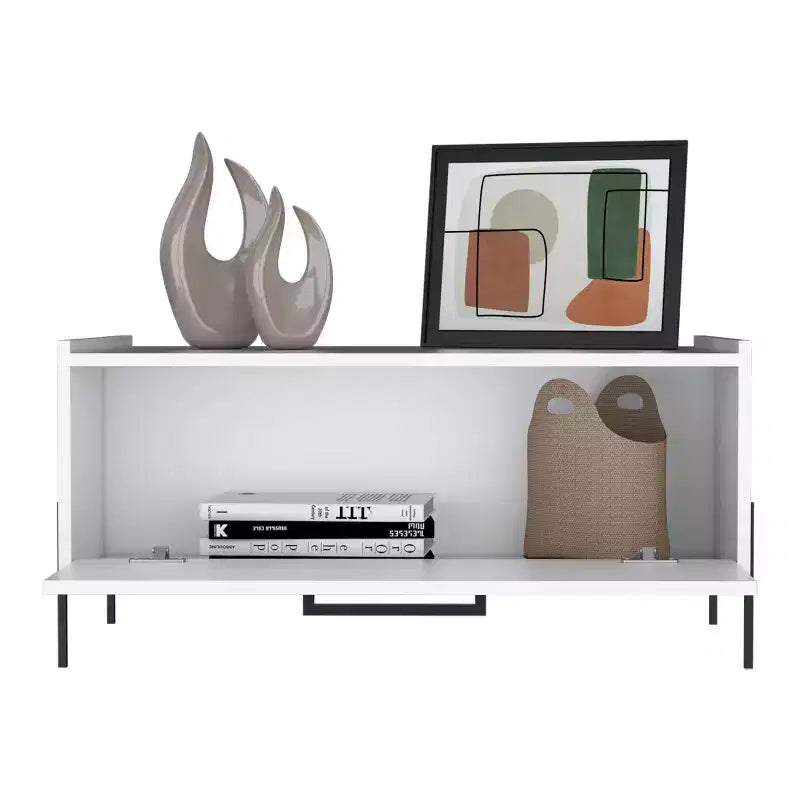Okak 15 Tables basses rectangulaires minimalistes avec armoire escamotable et étagère ouverte pour salon/bureau, gain de place