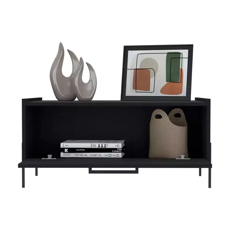 Okak 15 Tables basses rectangulaires minimalistes avec armoire escamotable et étagère ouverte pour salon/bureau, gain de place