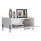 Okak 15 Tables basses rectangulaires minimalistes avec armoire escamotable et étagère ouverte pour salon/bureau, gain de place