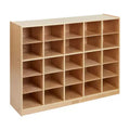ECR4Kids 25 Cubby Mobile Tray Storage Cabinet, 5x5, Classroom Furniture, Natural