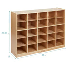 ECR4Kids Meuble de rangement mobile à 25 casiers, 5x5, Mobilier de classe, Naturel