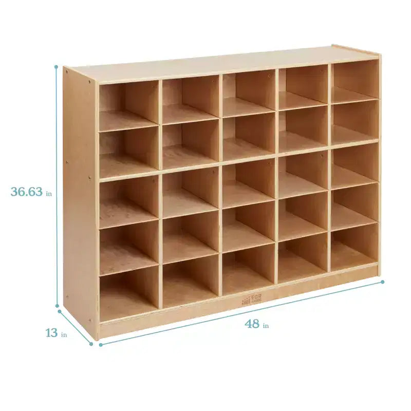 ECR4Kids Meuble de rangement mobile à 25 casiers, 5x5, Mobilier de classe, Naturel