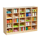 ECR4Kids Meuble de rangement mobile à 25 casiers, 5x5, Mobilier de classe, Naturel