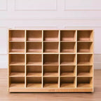 ECR4Kids Meuble de rangement mobile à 25 casiers, 5x5, Mobilier de classe, Naturel