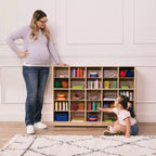 ECR4Kids Meuble de rangement mobile à 25 casiers, 5x5, Mobilier de classe, Naturel