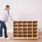 ECR4Kids Meuble de rangement mobile à 25 casiers, 5x5, Mobilier de classe, Naturel