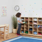 ECR4Kids Meuble de rangement mobile à 25 casiers, 5x5, Mobilier de classe, Naturel