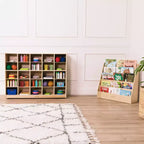 ECR4Kids Meuble de rangement mobile à 25 casiers, 5x5, Mobilier de classe, Naturel